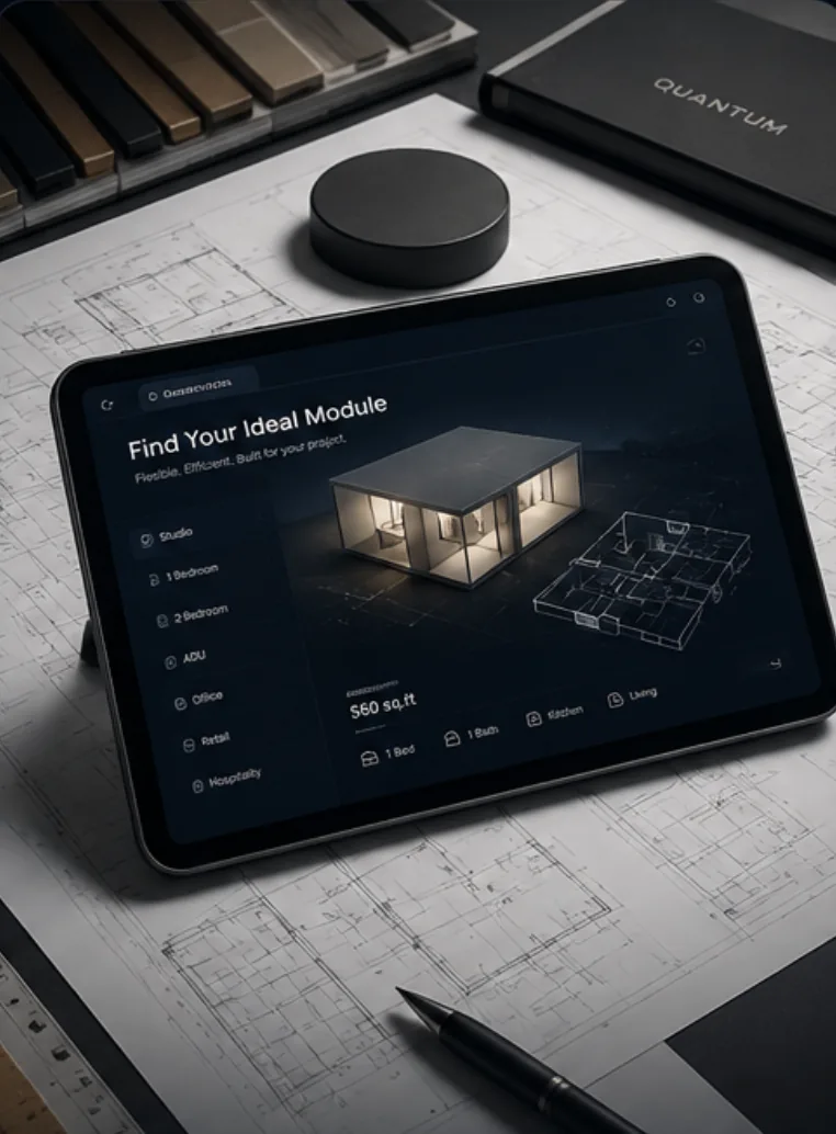 Digital module selection interface used for quote and pricing inquiries.